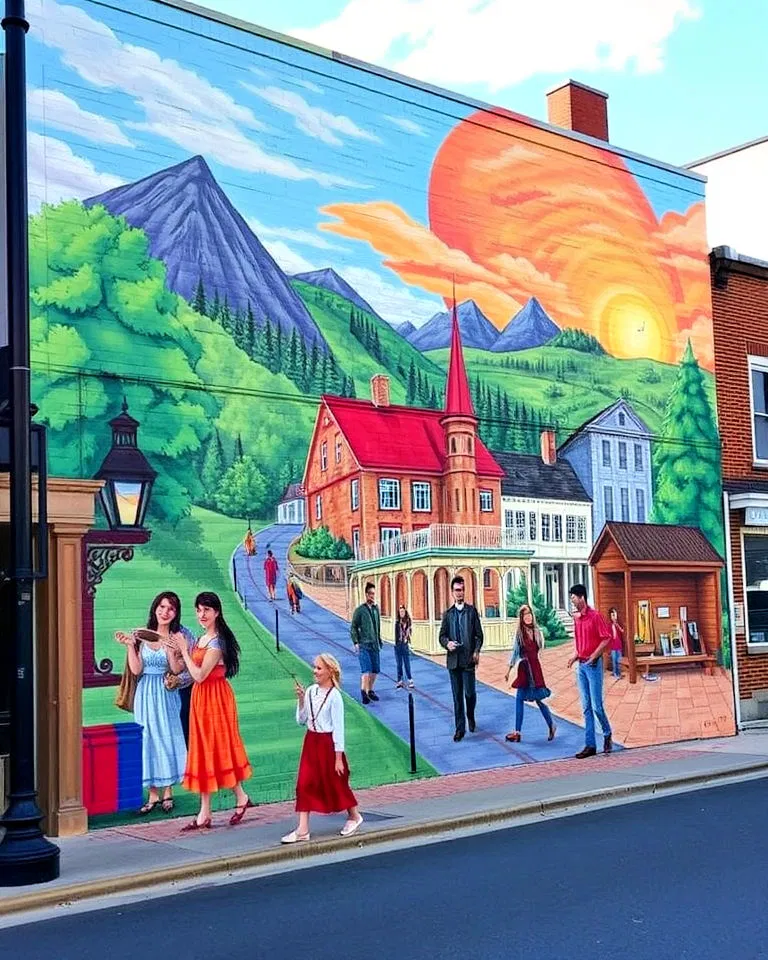Historical mural showcasing small town heritage