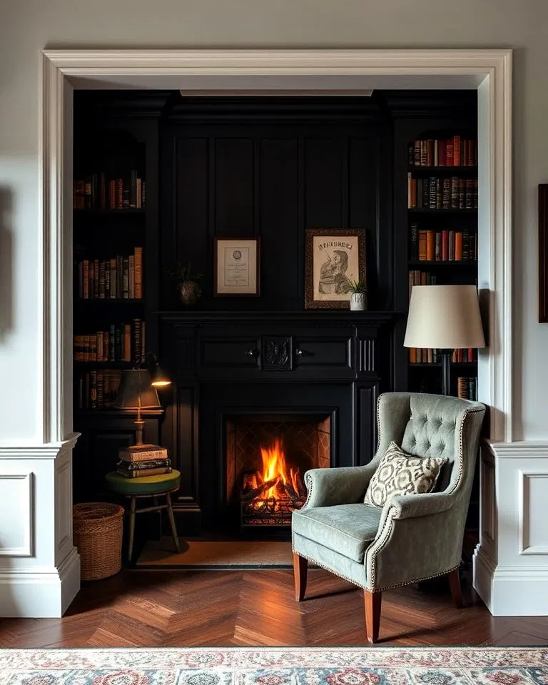 fireplace alcove with hidden nooks