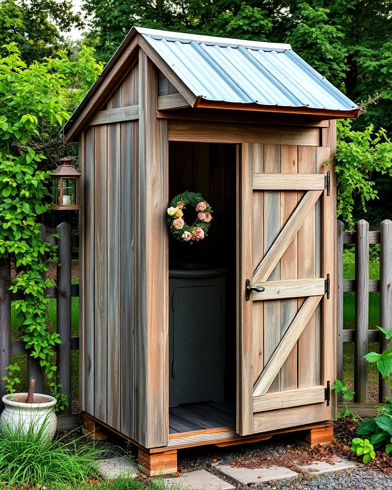 vintage farmhouse style outhouse