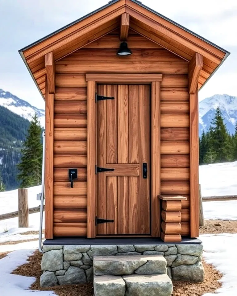 alpine cabin inspired outhouse