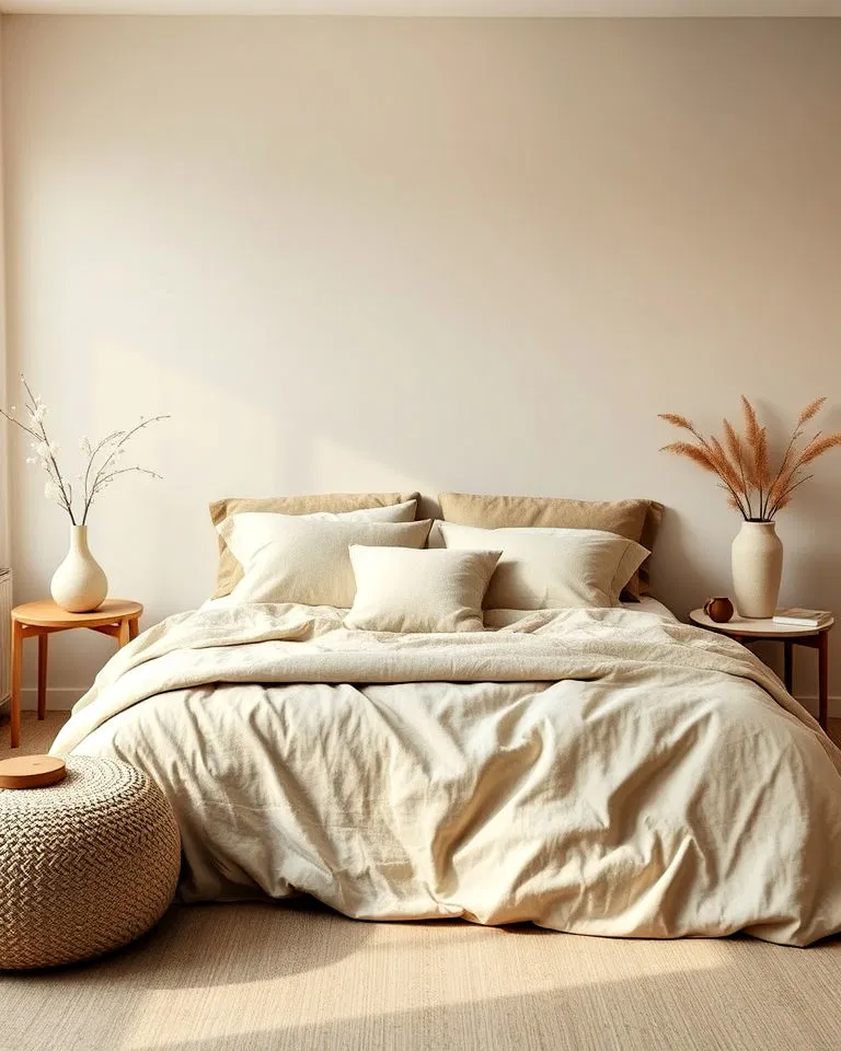 light khaki monochromatic bedroom