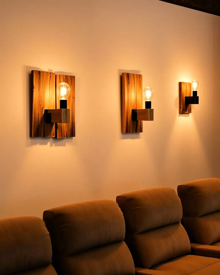 rustic wooden wall sconces
