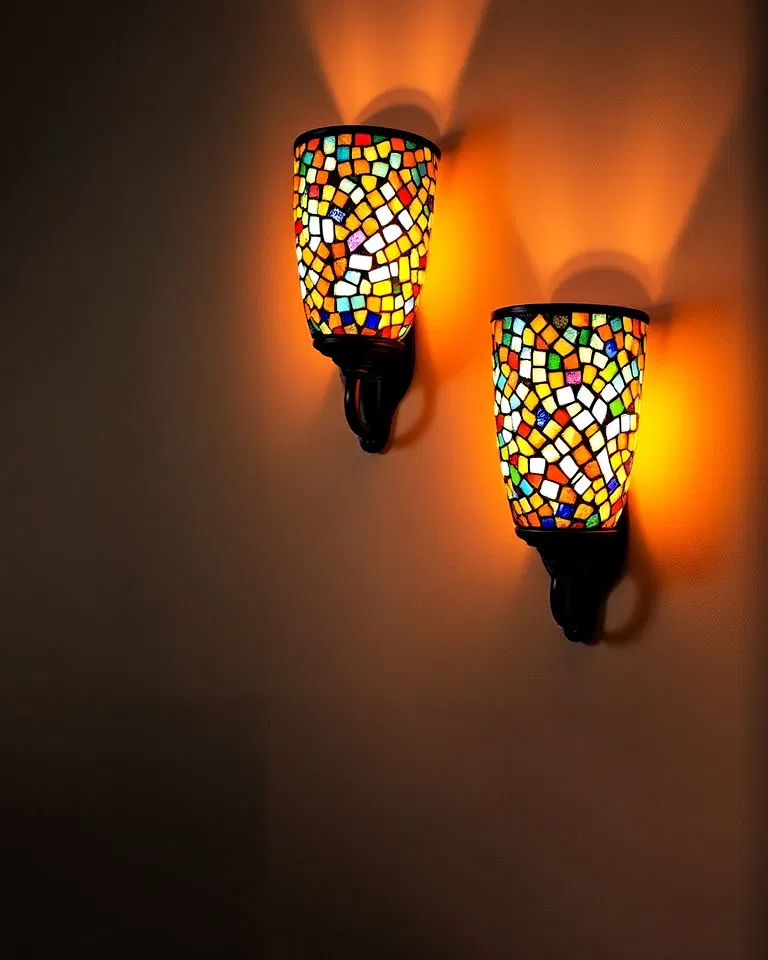 artistic mosaic wall sconces