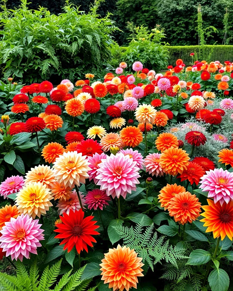 color-blocked dahlia beds