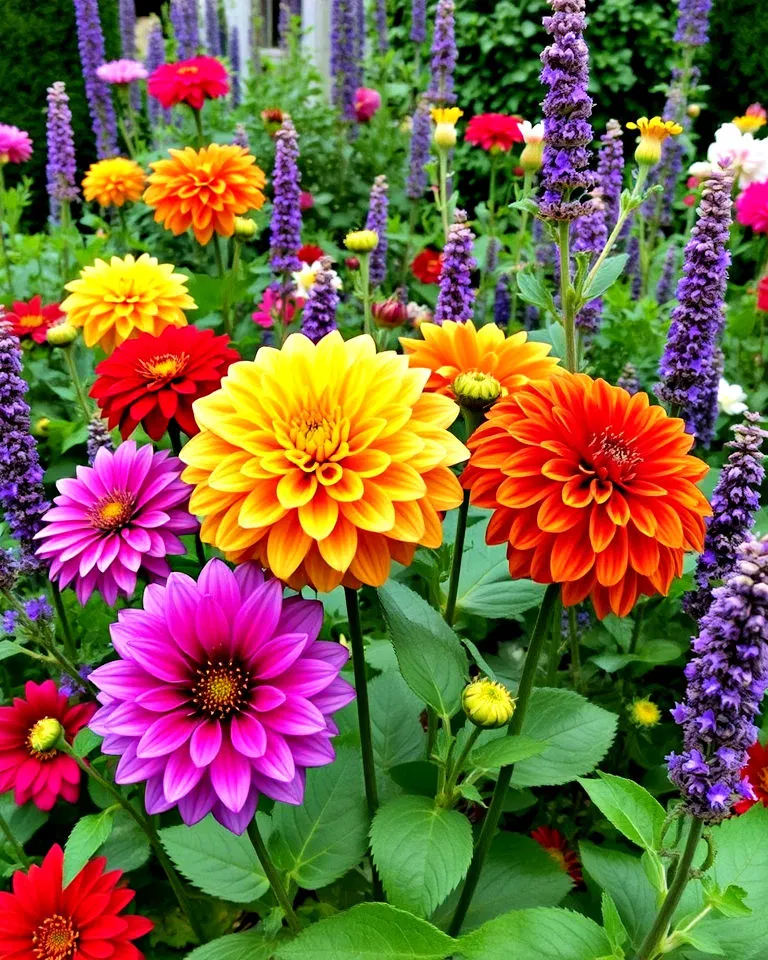 dahlias mixed with fragrant plants