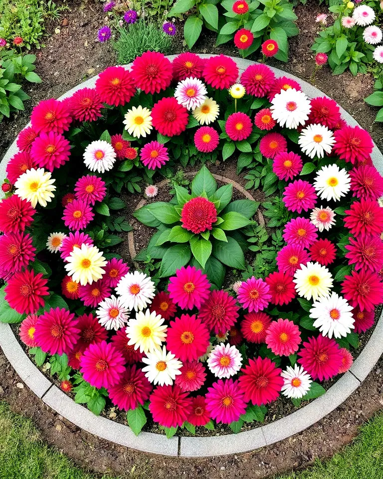 circular dahlia garden bed