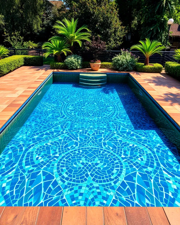 artistic mosaic tile pool - garden pool ideas