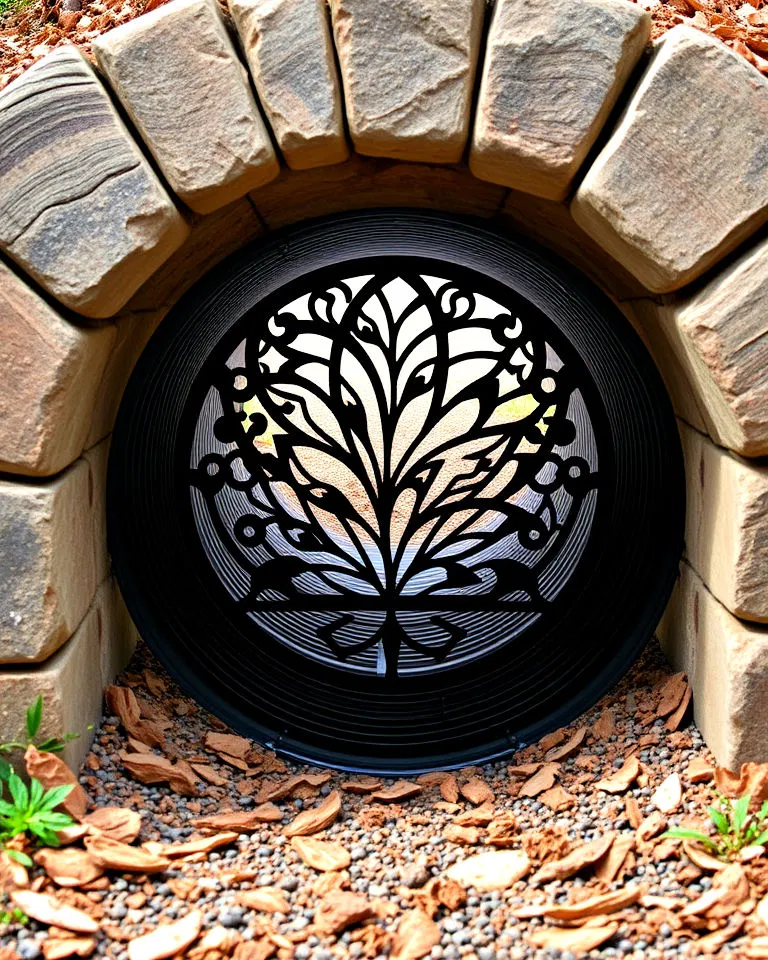 artistic metal culvert grate