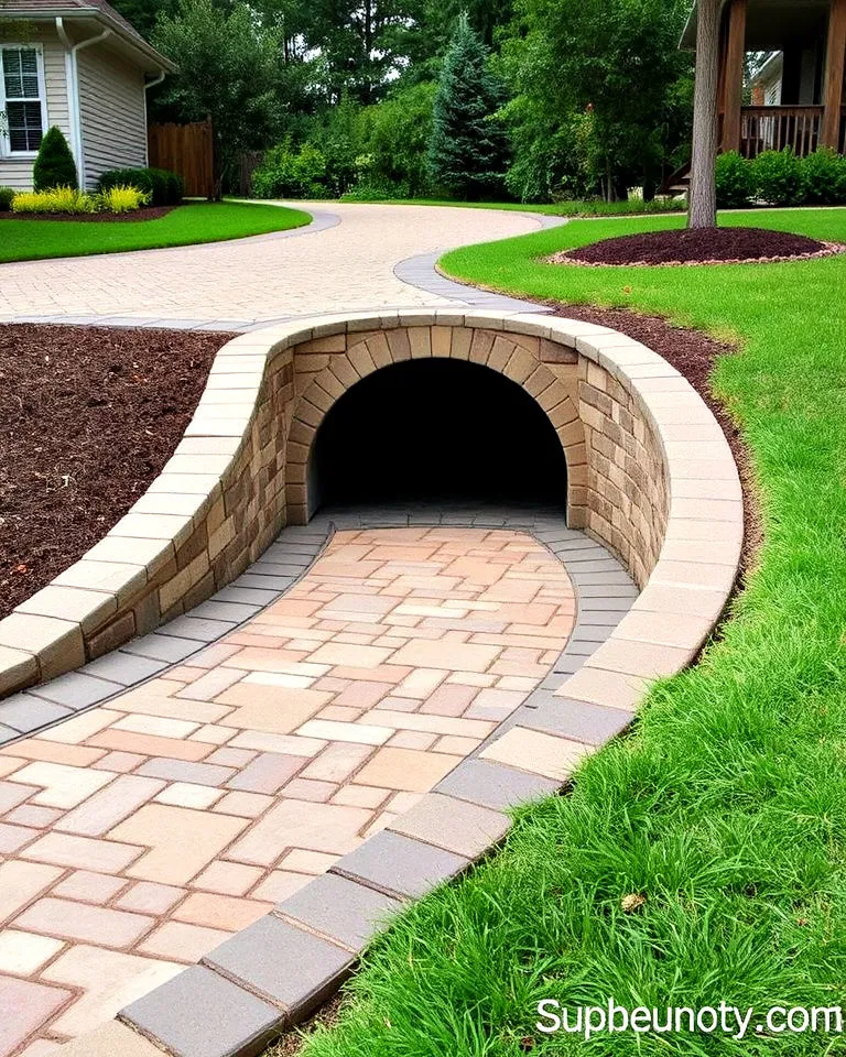 modern stamped concrete driveway culvert
