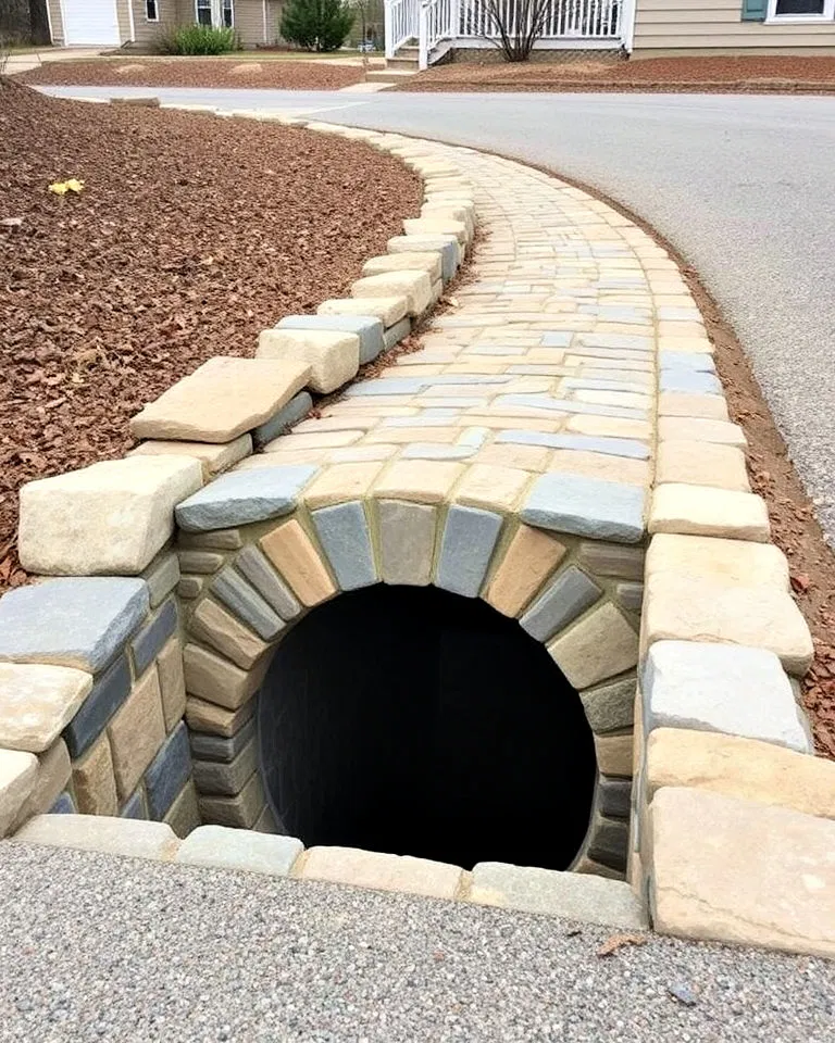 rustic stone cladding driveway culvert