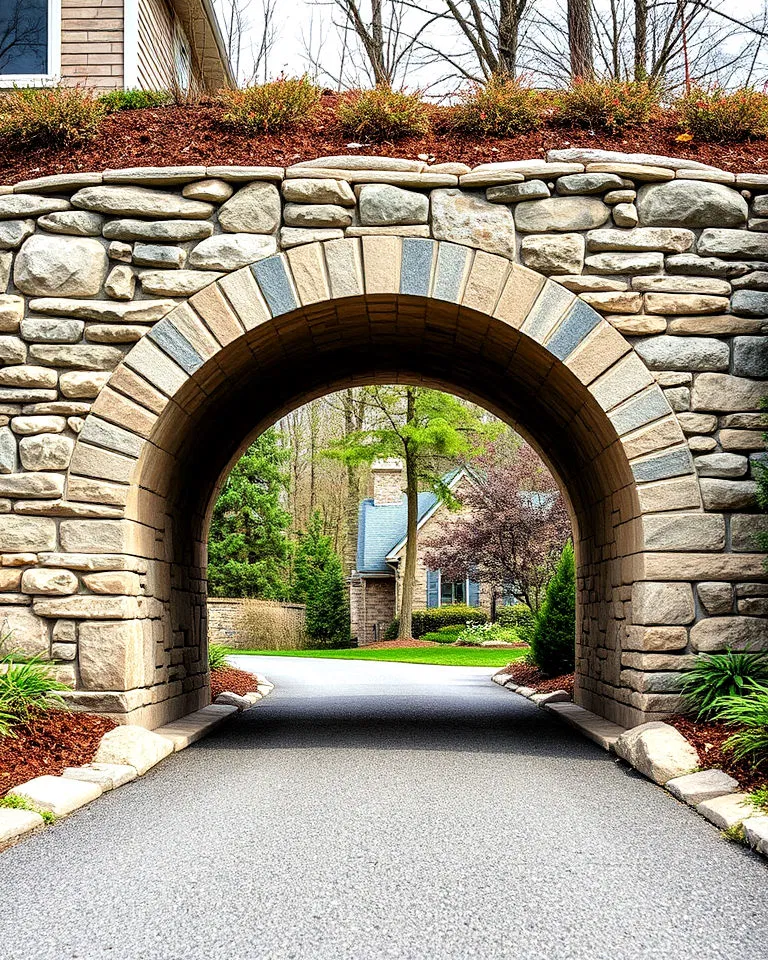 elegant stone arch driveway culvert