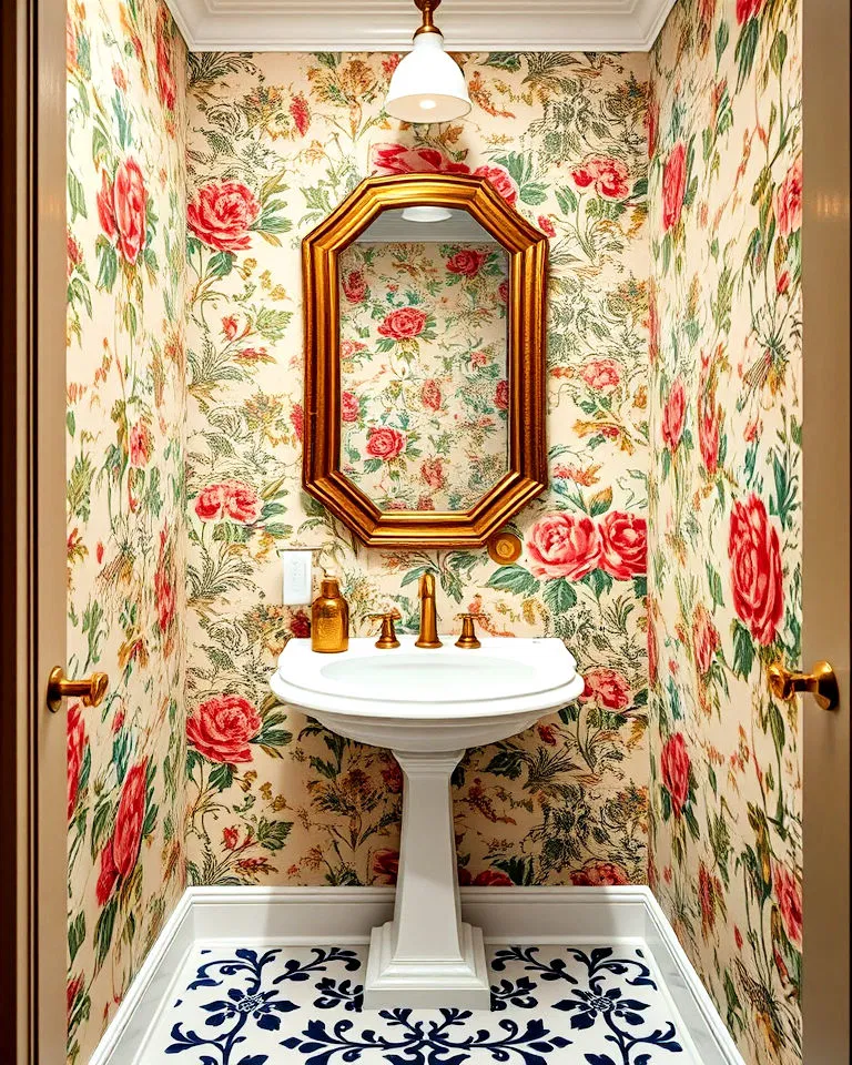 vintage inspired wallpaper eclectic powder room vintage inspired wallpaper eclectic powder room