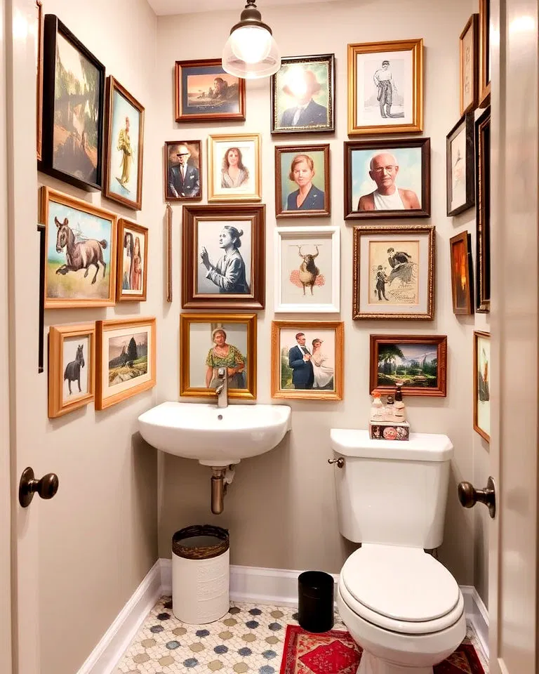 gallery wall displays eclectic powder room gallery wall displays eclectic powder room