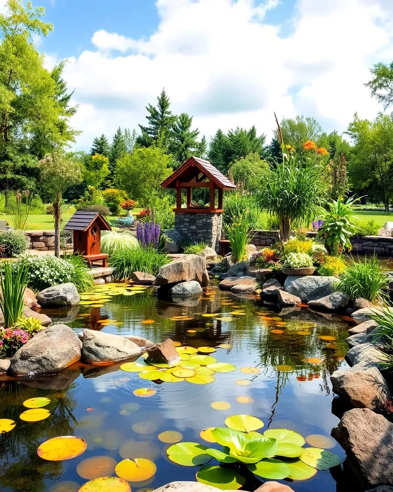 Wildlife habitat around a pond