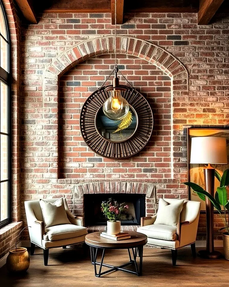 Exposed brick and rustic walls in New Orleans style interior