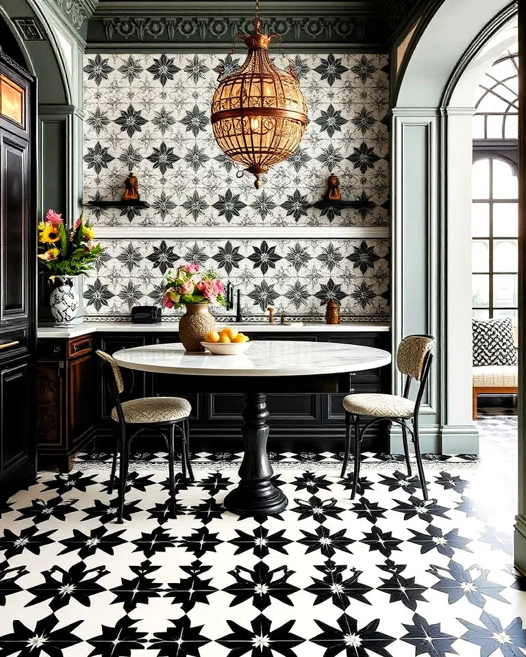 French Quarter inspired tiles with classic black and white designs