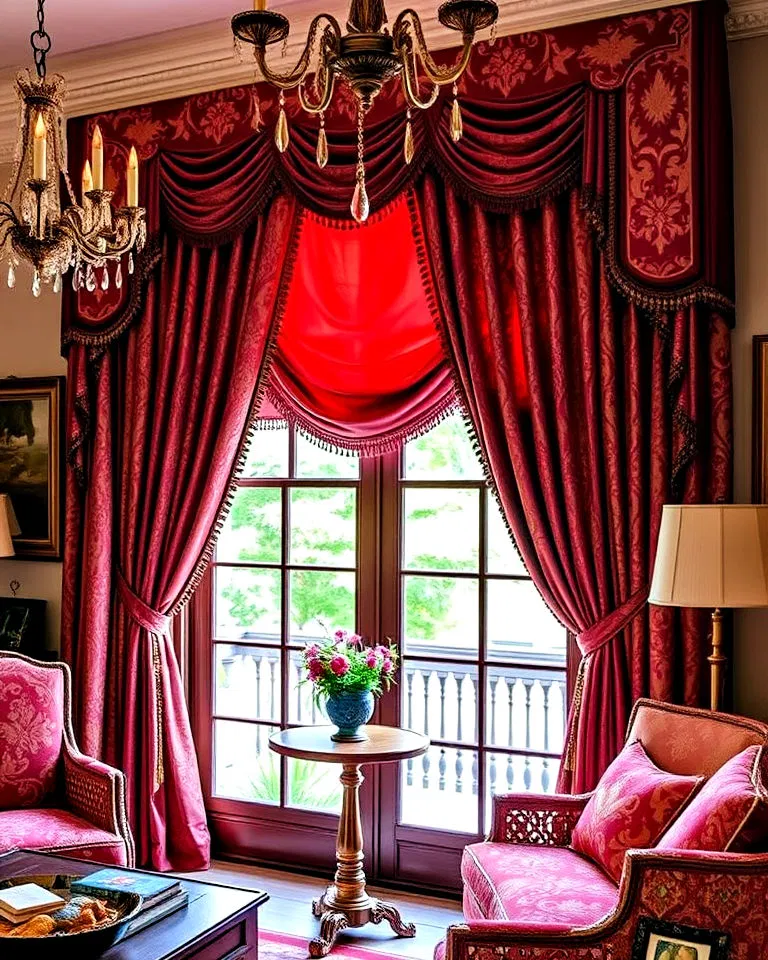 Statement drapery and curtains in New Orleans style interiors