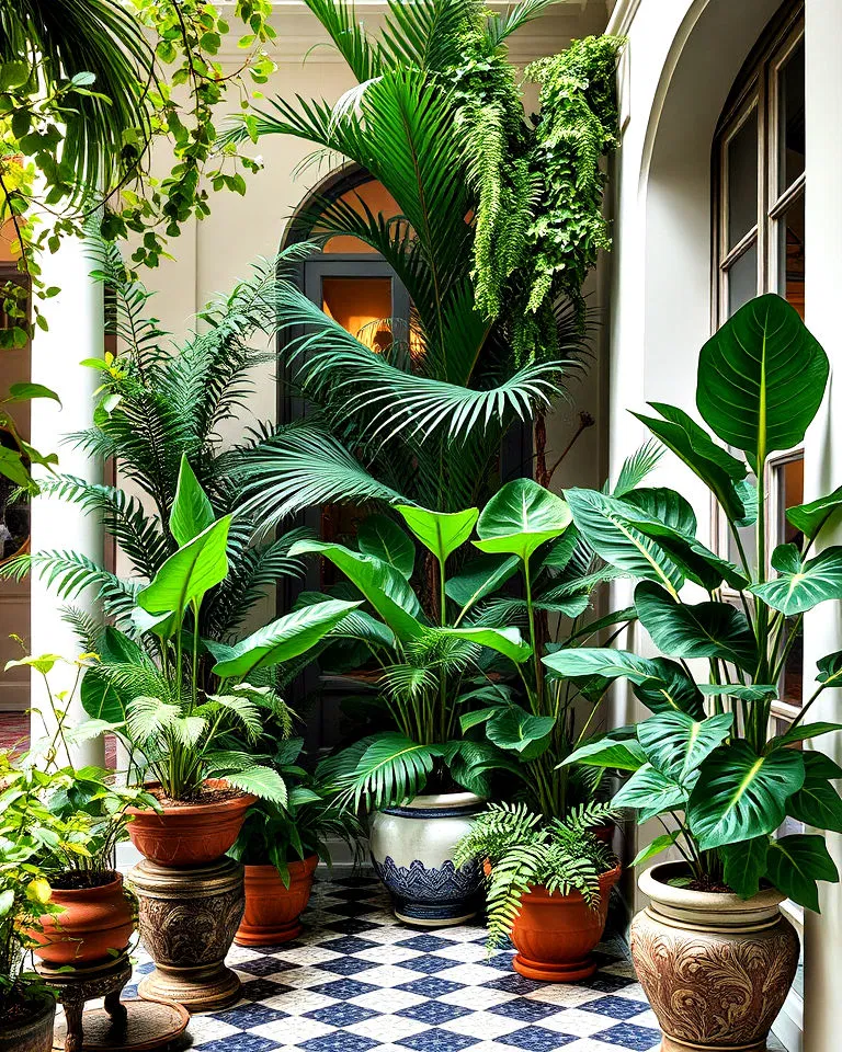 Lush indoor plants enhancing New Orleans style interiors