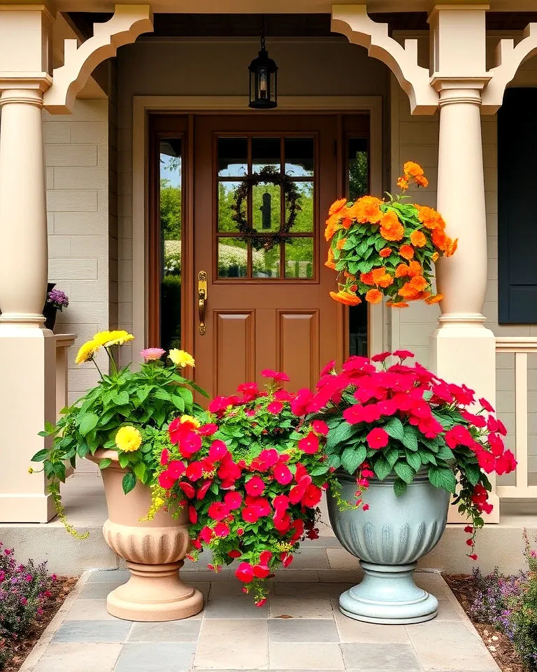 lantana in decorative containers