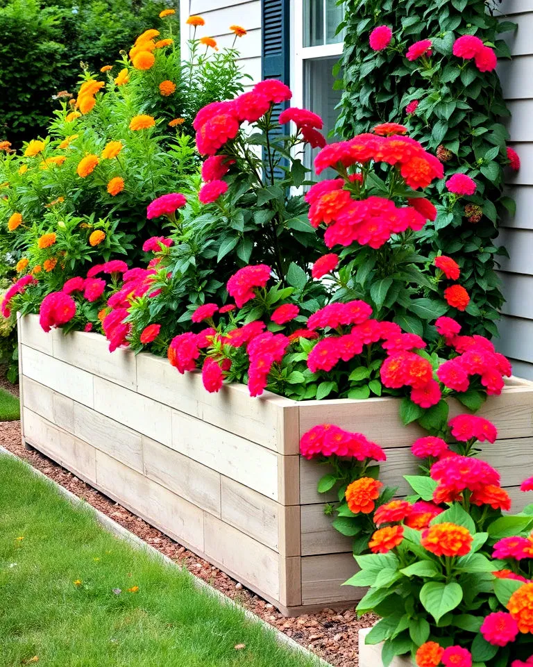 lantana planted in raised garden beds