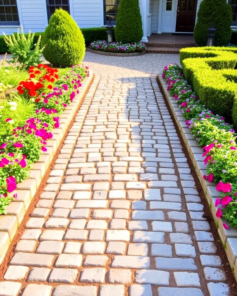 cobblestone farmhouse walkway