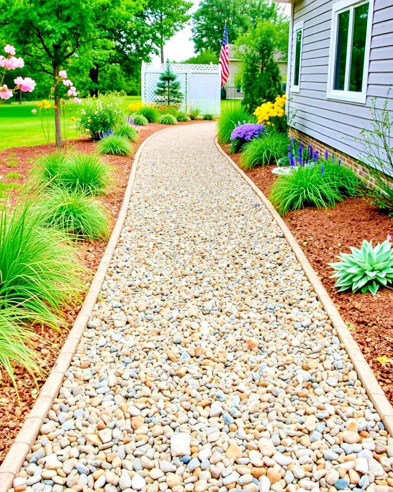 crushed stone farmhouse walkway