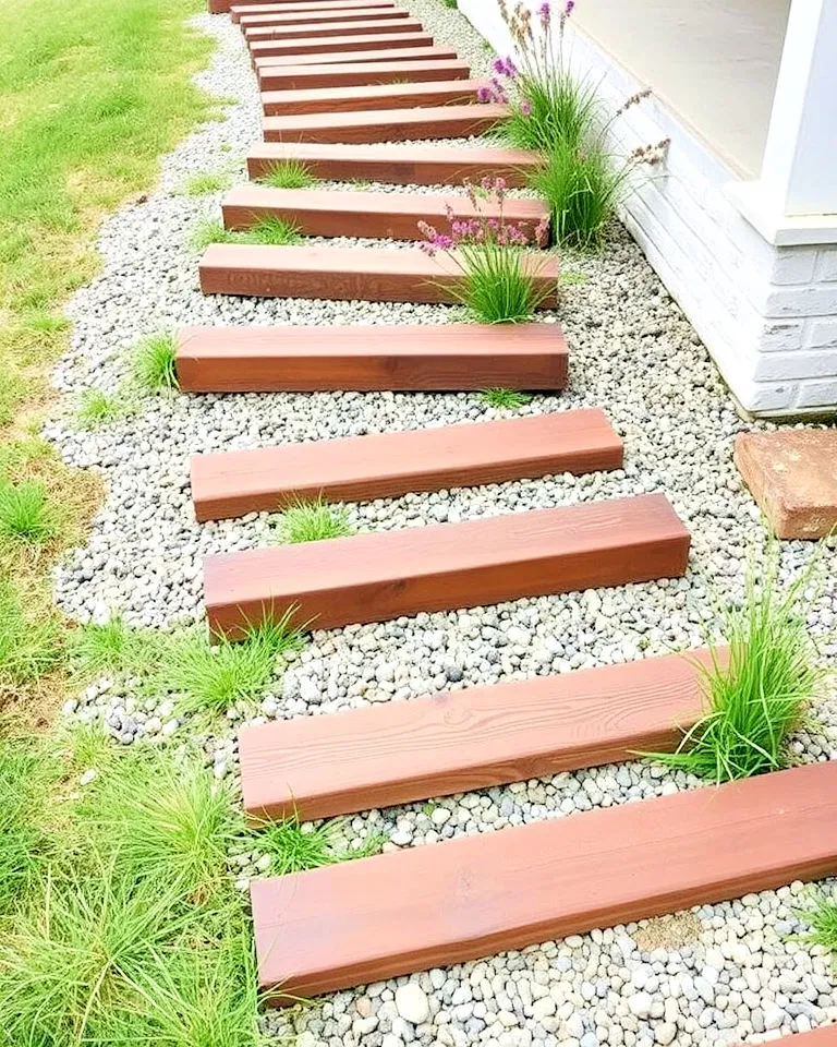 railroad tie steps farmhouse walkway