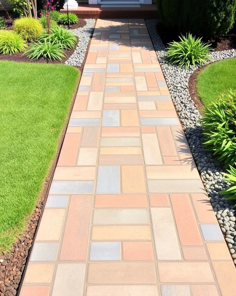 stamped concrete farmhouse walkway
