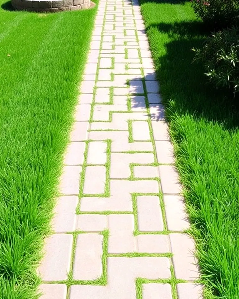 grass framed pavers farmhouse walkway