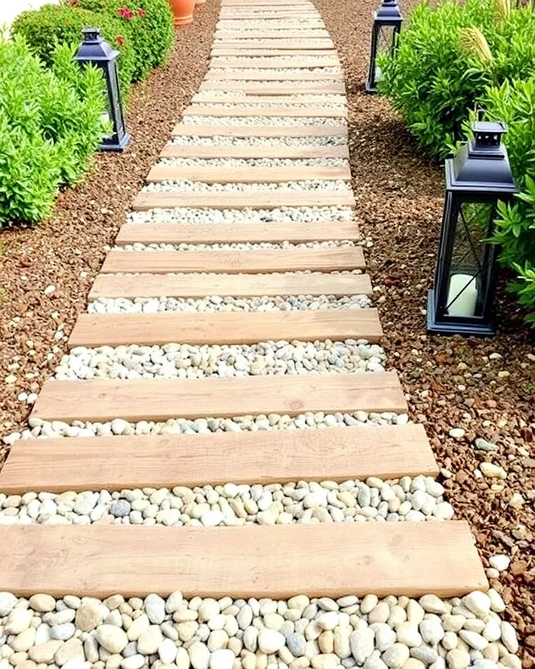 pebble and plank farmhouse walkway