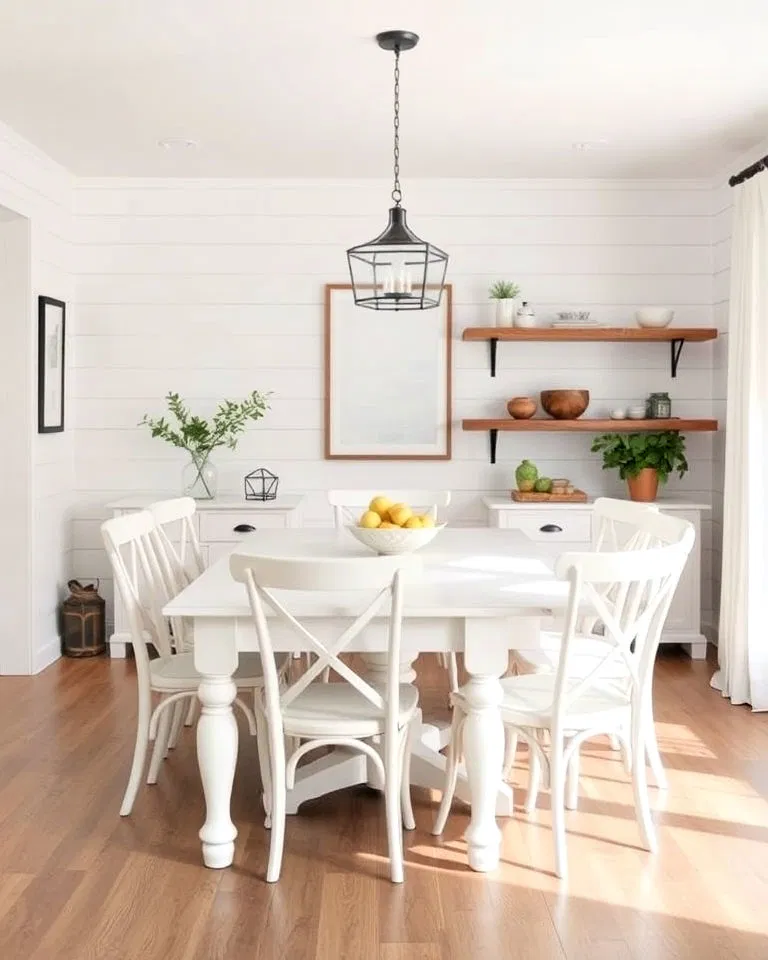 Farmhouse style white dining room