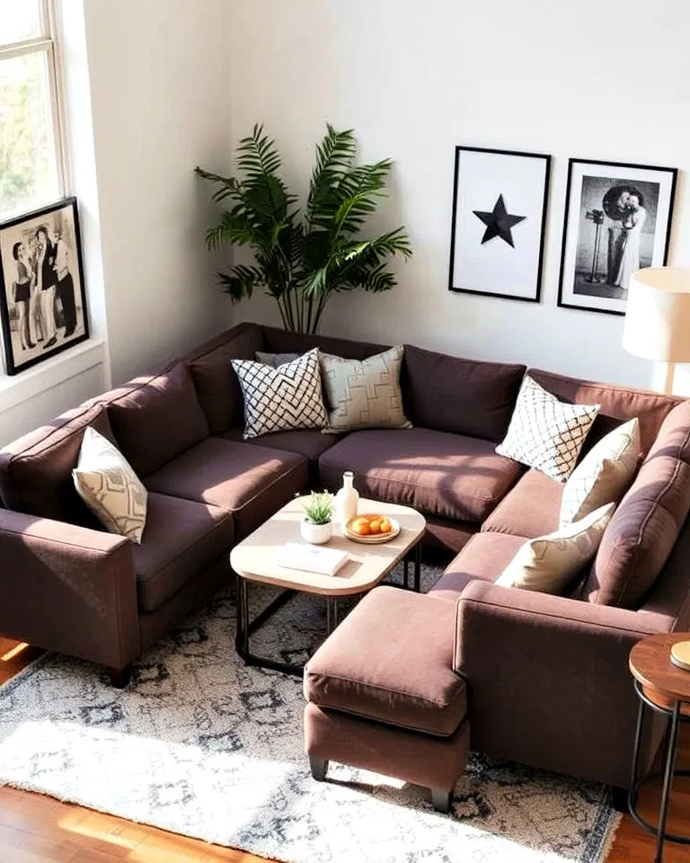 Combination of sofa and loveseat arranged in an L-shape
