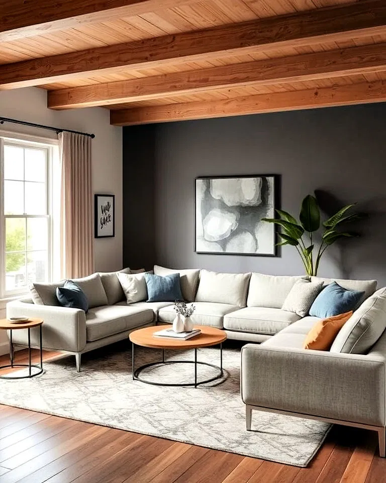 Narrow sectional sofa designed for compact living rooms