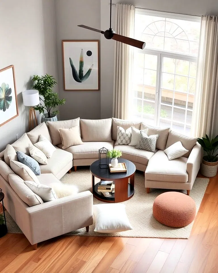 Backless sectional sofa ideal for small rooms