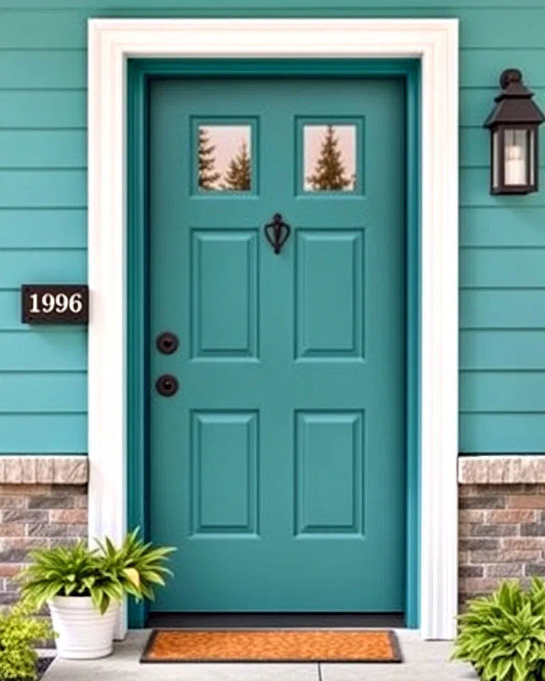 two-tone teal front door