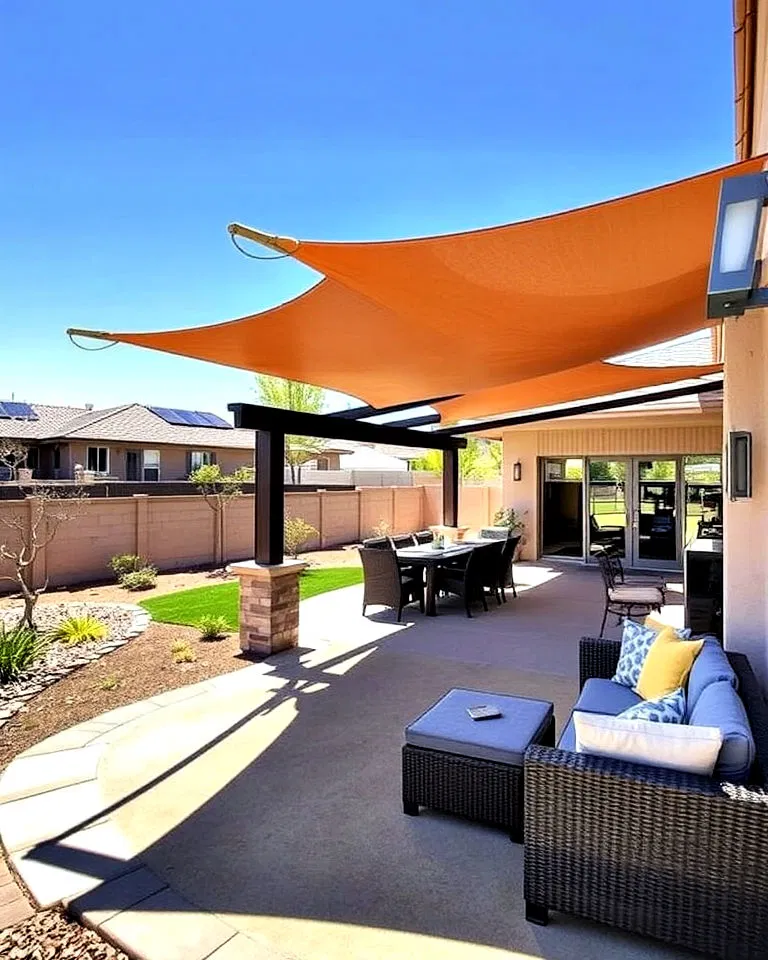 Pergola providing shade in backyard