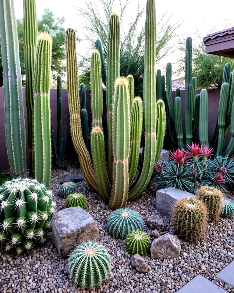 Cactus garden with various species