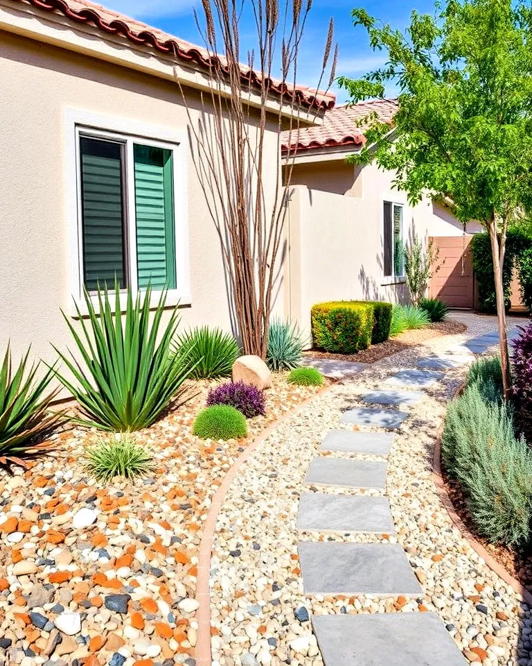 Stone and gravel mulching in garden beds