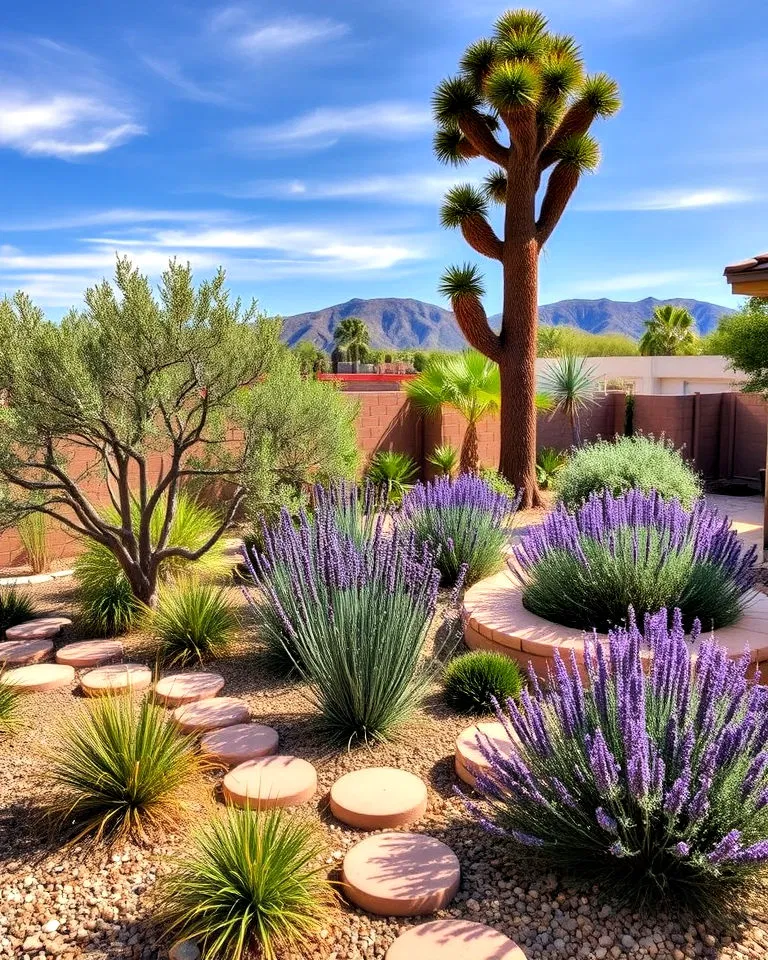 Native desert plants in backyard