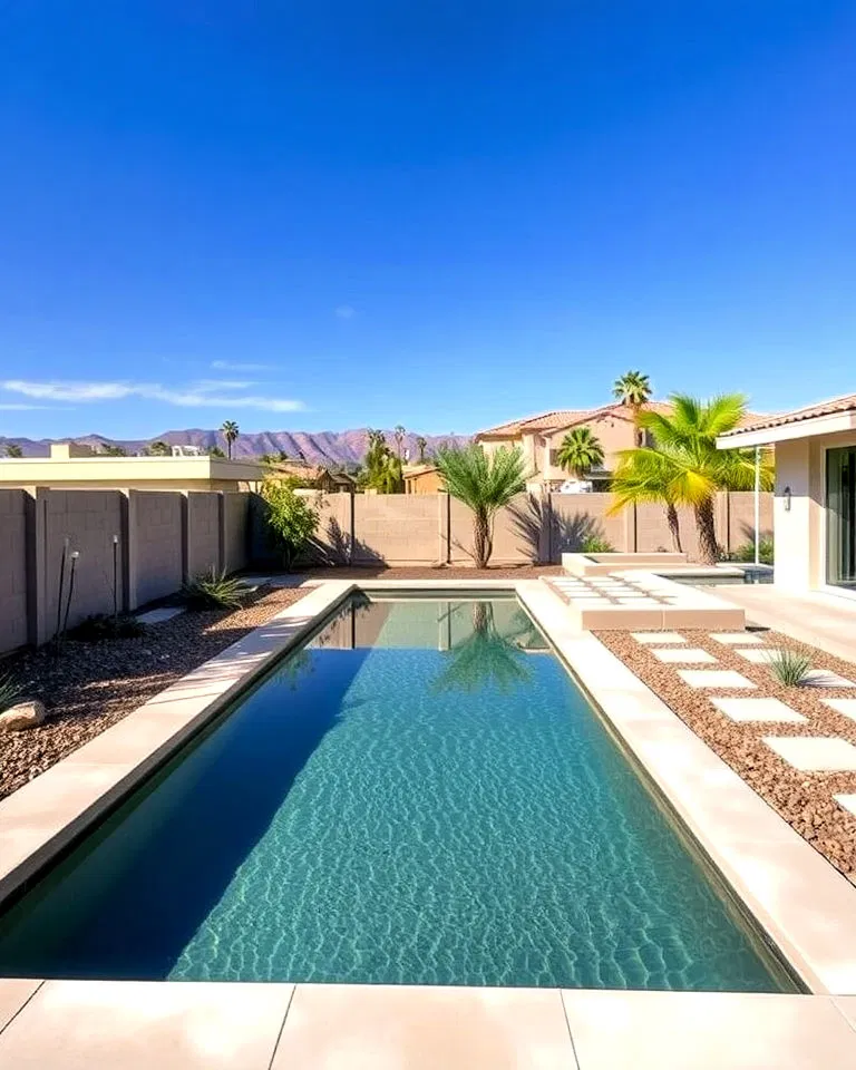 Reflective pool in backyard