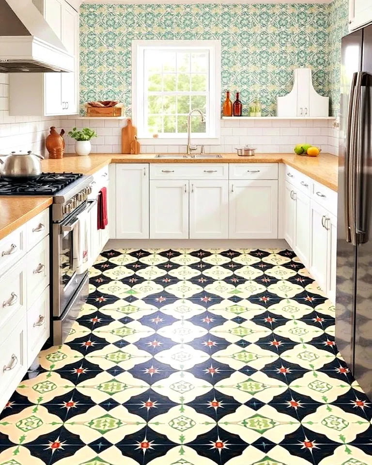 patterned vinyl flooring for kitchen