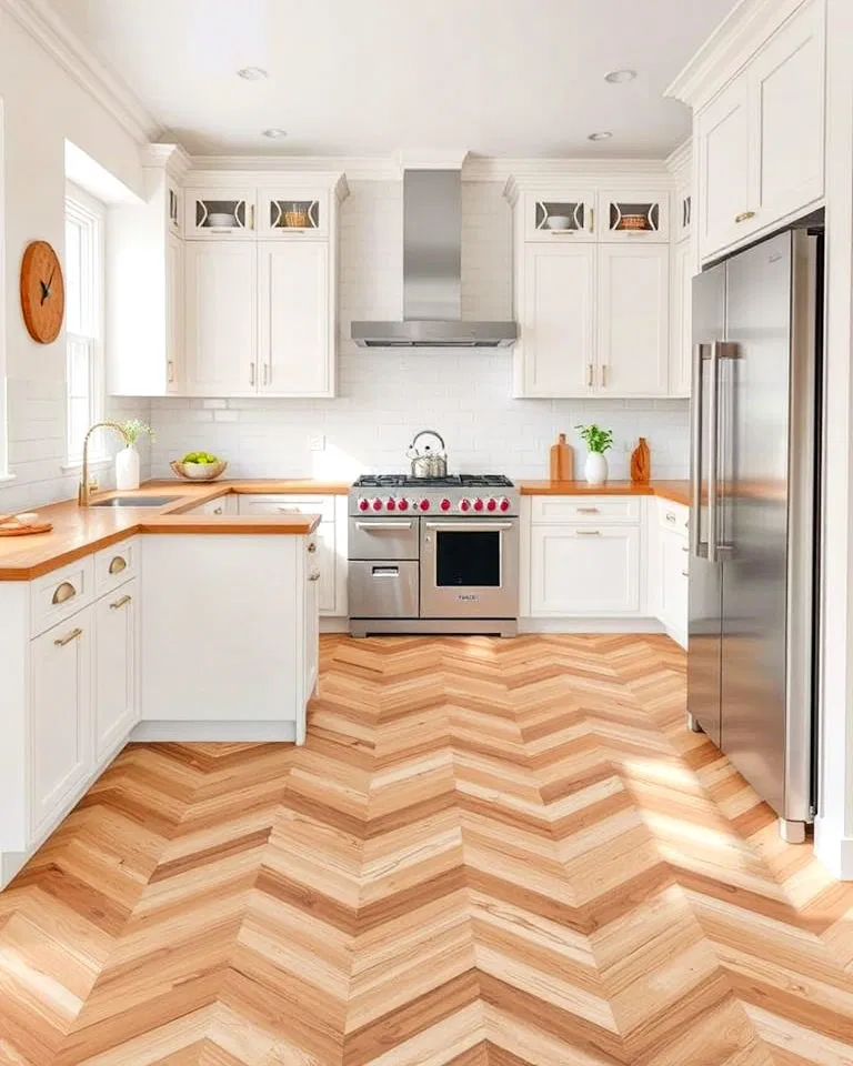 eye catching chevron vinyl flooring