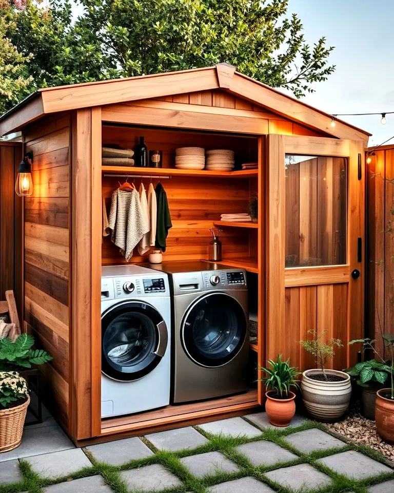 rustic wooden laundry shed