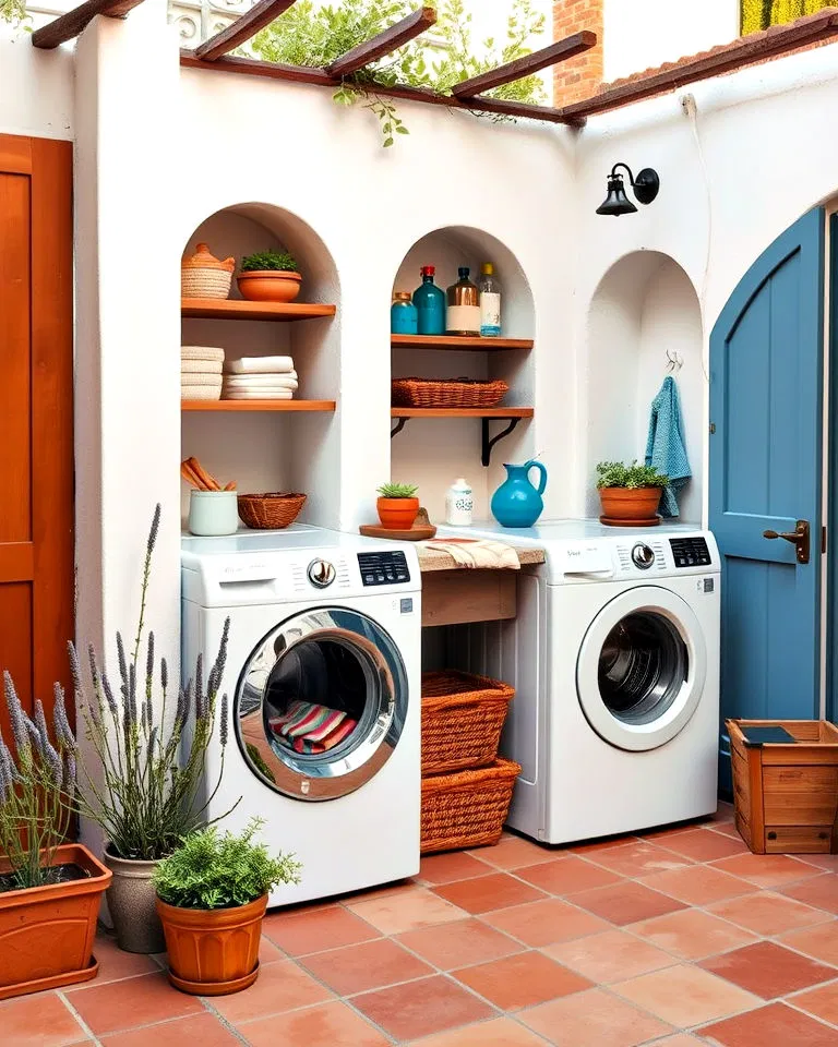 mediterranean inspired laundry space