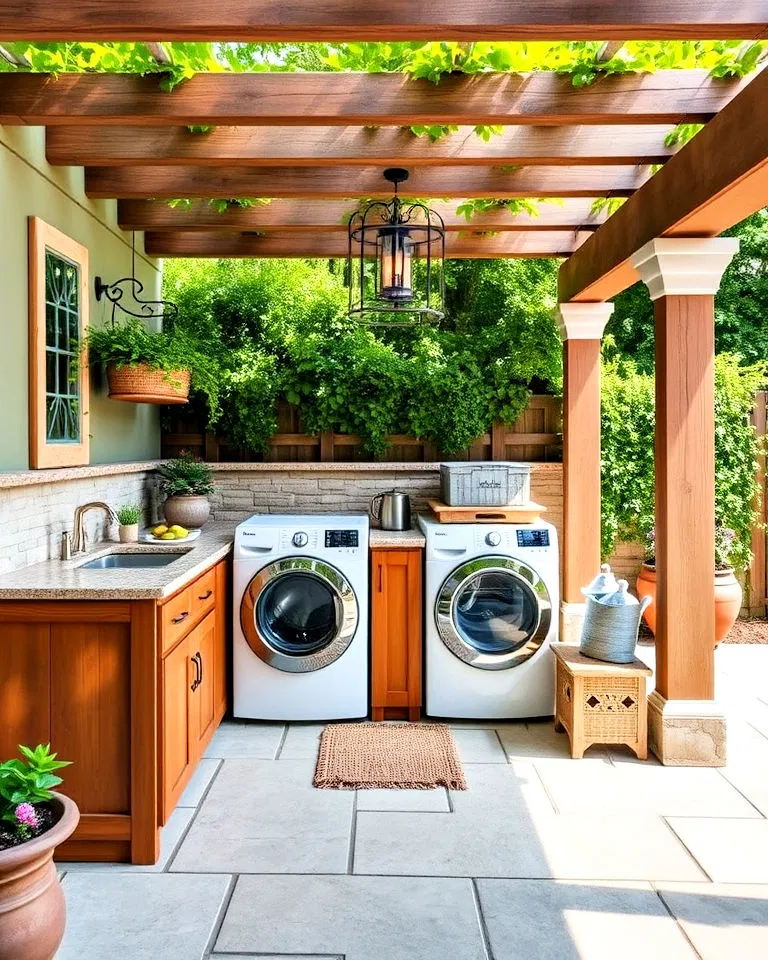 garden themed laundry station