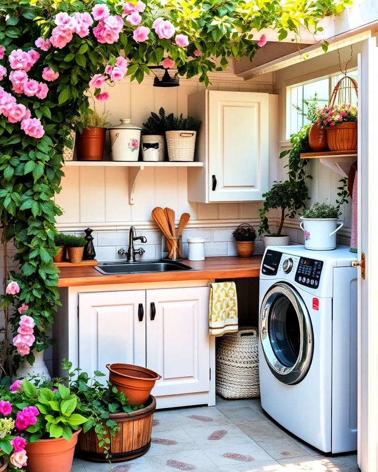 cottage inspired laundry area