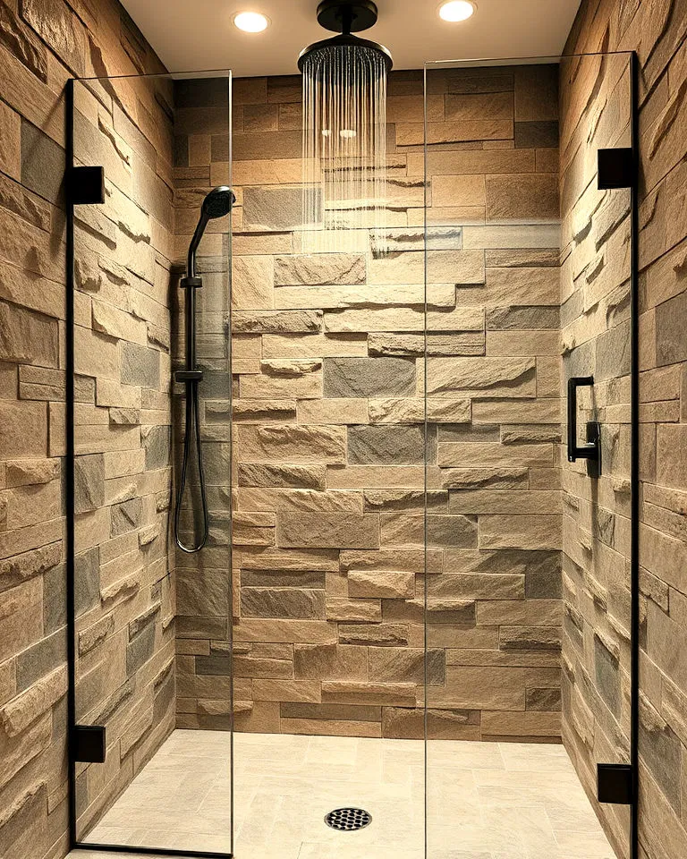 stone walled walk in shower stone walled walk in shower
