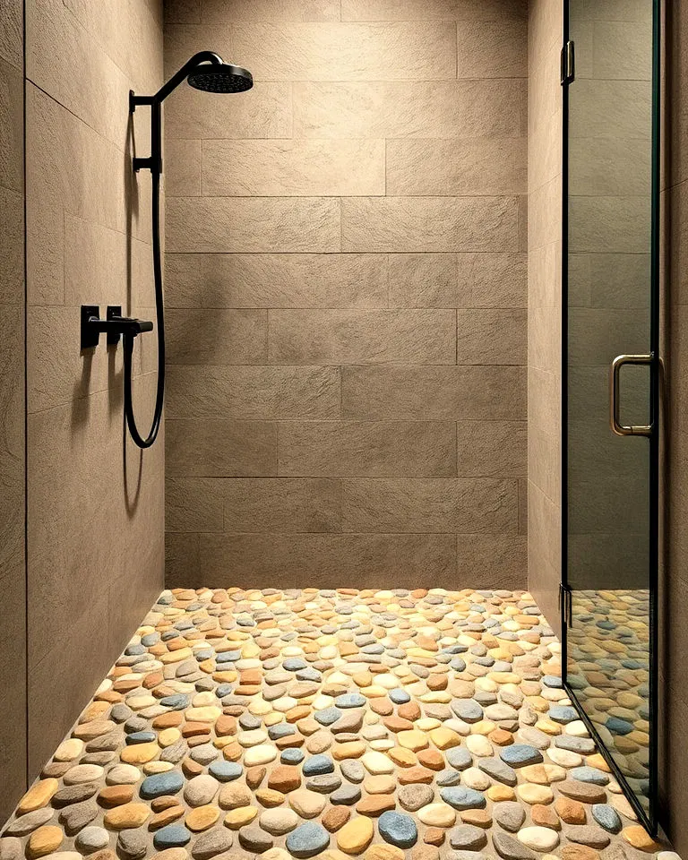 walk in shower pebbled floor walk in shower pebbled floor