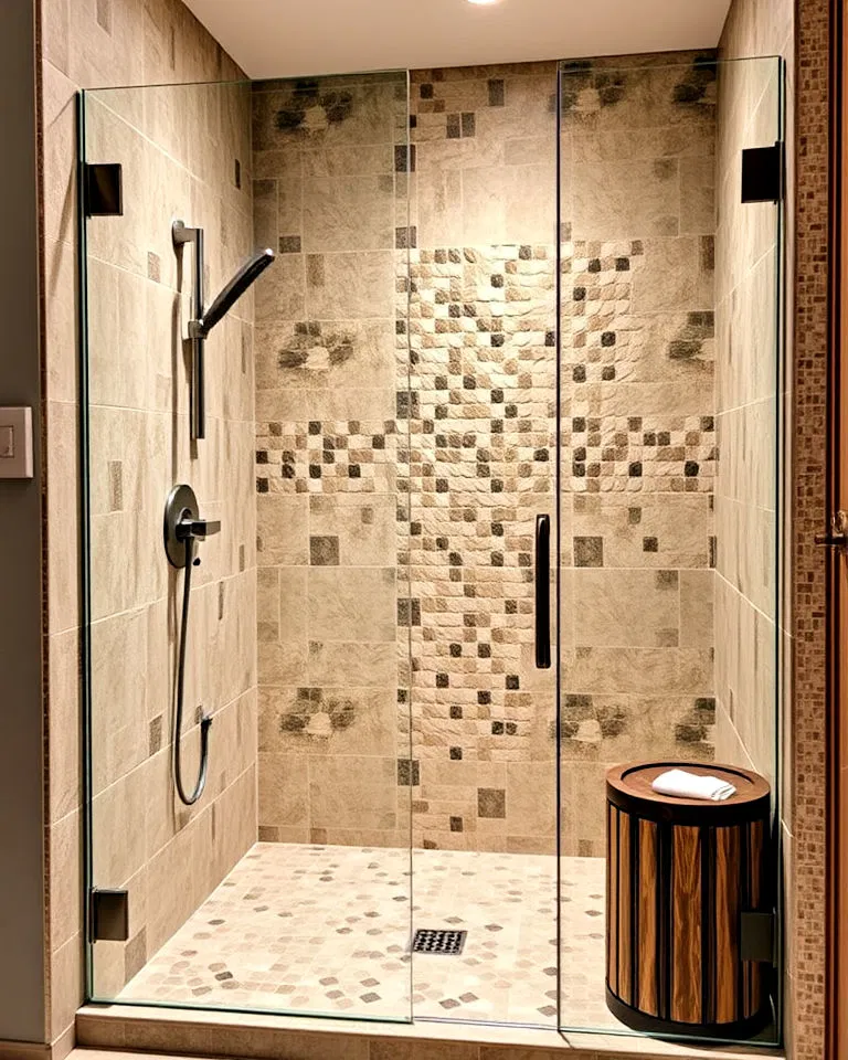 rustic walk in shower mosaic accent rustic walk in shower mosaic accent