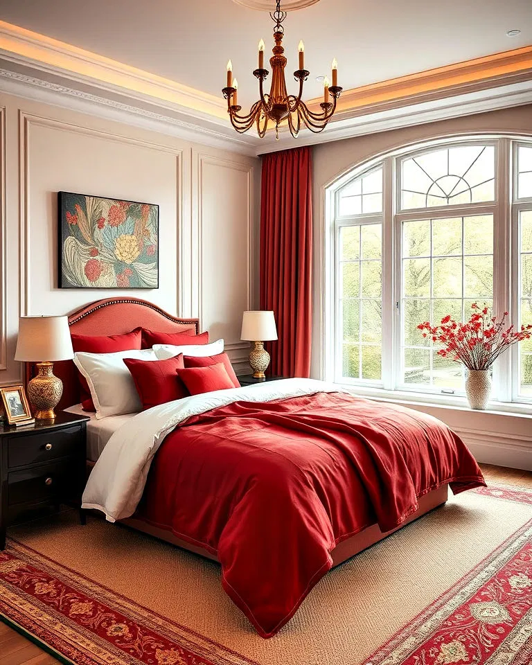 luxurious red bedding